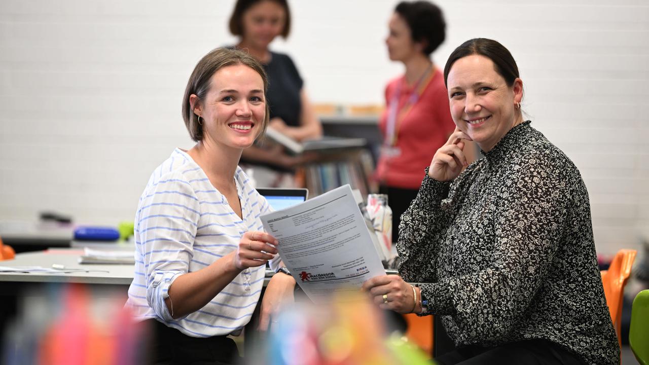 Ms Rayner with school principal Kristie de Brenni. Picture: Lyndon Mechielsen