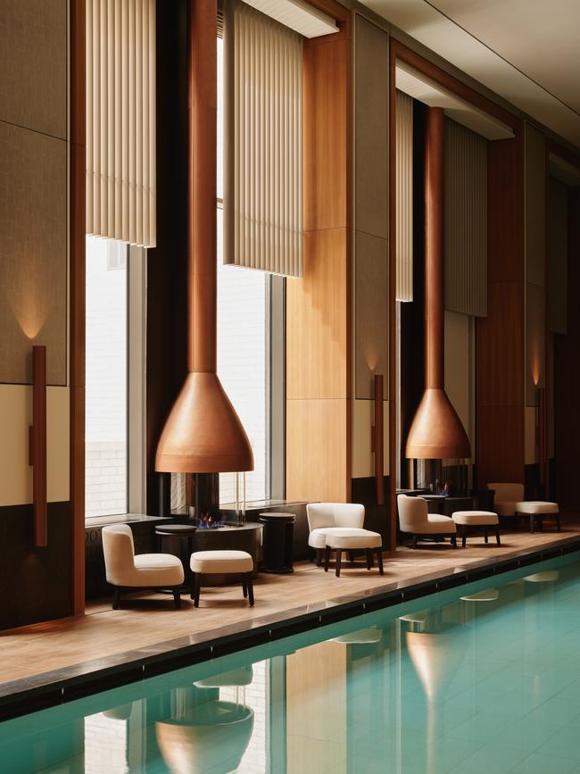 The indoor pool is part of a spa covering three floors.