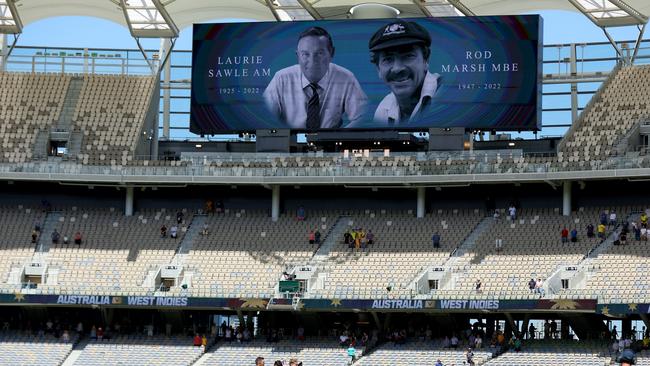 The crowd inside Optus Stadium. Picture: Getty Images