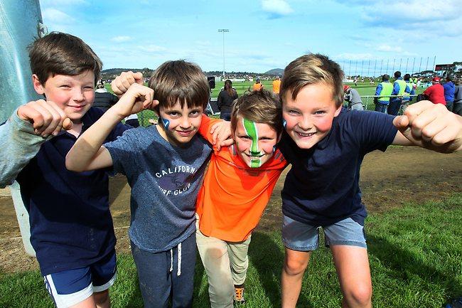 From left, Jordi Medwin-Smith, of West Hobart, Thomas Walpole, of Taroona, Lucas Odell-Tyson, of Taroona, and Ethan Craw, of Leslie Vale. Picture: Kim Eiszele