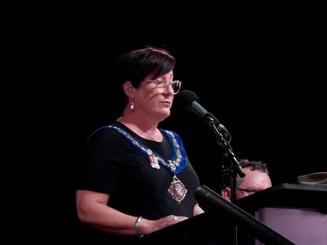 Anzac Day 2025. Dawn service Anzac Park Townsville. Acting mayor Ann-Maree Greaney. Picture: Evan Morgan