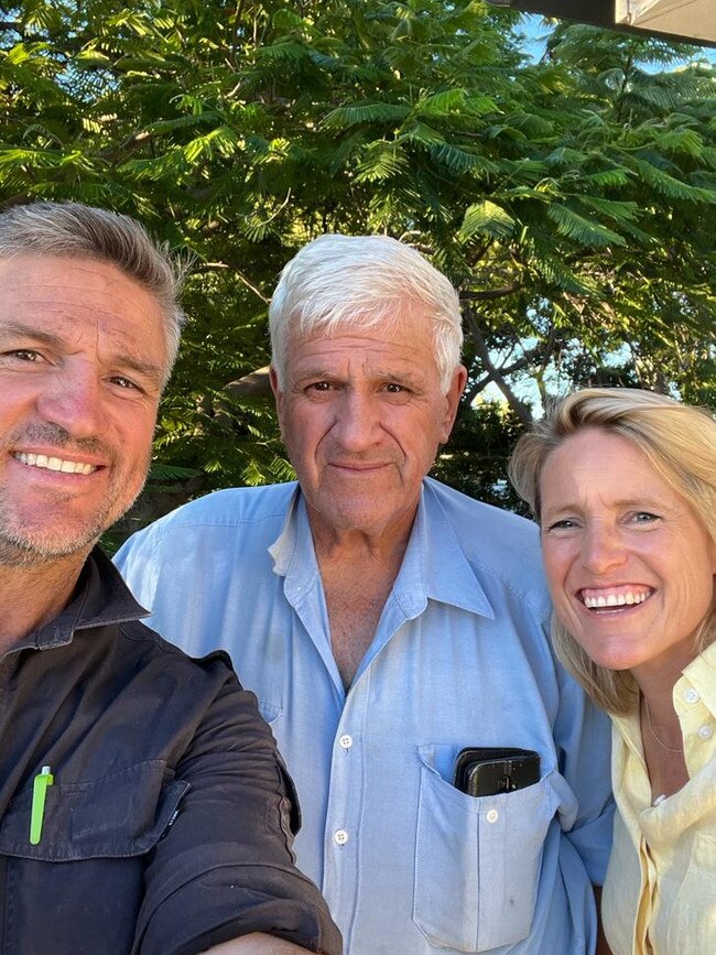 It’s a lump-in-the-throat Season 15 of Selling Houses Australia, including the Clermont QLD episode featuring Dennis Scott’s “origin story”complete with a cameo by his father Dale, pictured here with Scott and Moore. Picture: supplied