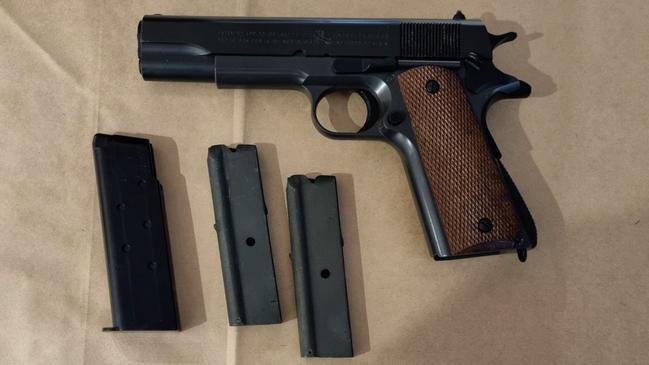 A replica pistol and ammunition were allegedly located during the arrest at Albion Park. Picture: NSW Police