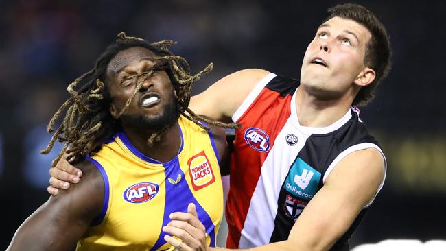 Rowan Marshall looked in trouble, before toiling manfully against the might of NicNat. Picture: Getty Images