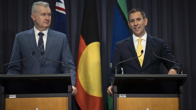 Workplace Relations Minister Tony Burke and Treasurer Jim Chalmers in Canberra. Picture: NCA NewsWire / Gary Ramage