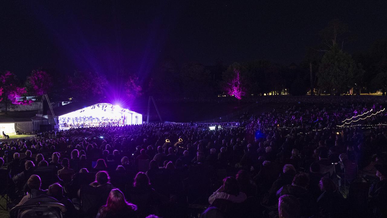 Symphony Under the Stars concert performed by the Queensland Symphony Orchestra in Queens Park Amphitheatre for Carnival of Flowers, Friday, October 4, 2024. Picture: Kevin Farmer