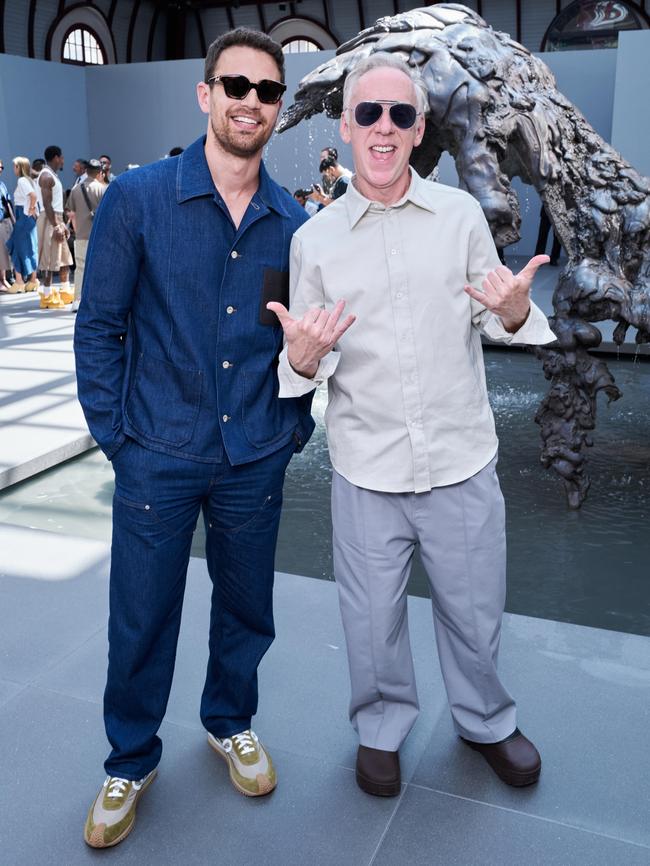 Actor Theo James, left, and the creator of The White Lotus Mike White.