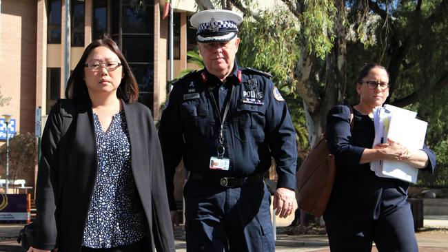 NT Police Deputy Commissioner Murray Smalpage arrives at the Alice Springs Local Court in February for an inquest into the death of Kumanjayi Walker. Picture: Jason Walls