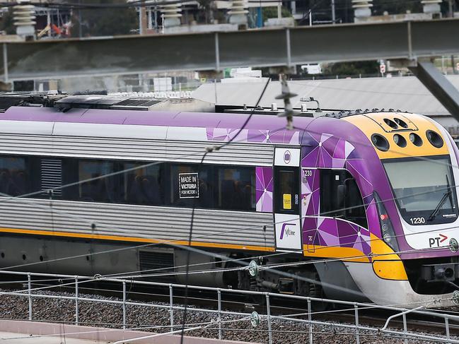 MELBOURNE, AUSTRALIA - NewsWire Photos AUGUST 20, 2020 : V/Line trains in Melbourne.A V/Line train travelling through North Melbourne. Picture : NCA NewsWire / Ian Currie