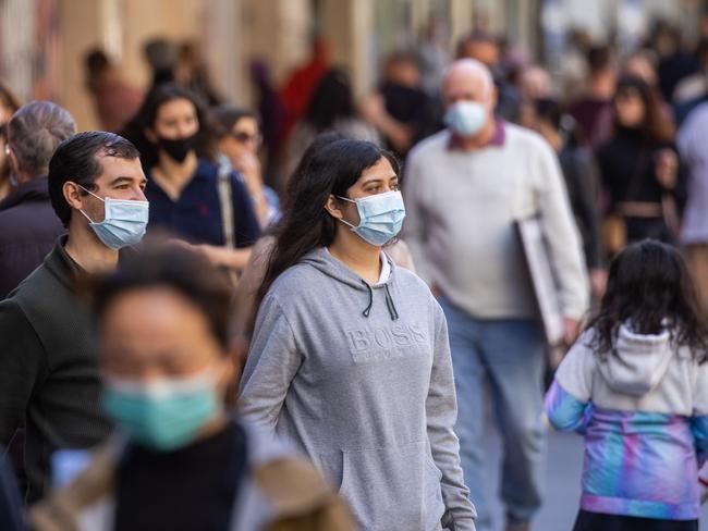 MELBOURNE, AUSTRALIA - NewsWire Photos OCTOBER 31, 2021: People in Melbourne are out and about today shopping in Bourke Street Mall and enjoying their freedom from lockdown as Victoria reaches 80% vaccination rate. Picture: NCA NewsWire / Paul Jeffers