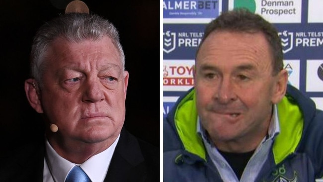 Phil Gould says he's ever heard a coach go off like Ricky Stuart. Pictures: Getty, Fox Sports