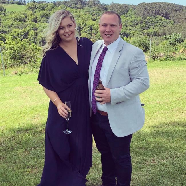 Kimberley Watt and husband Scott Brown. Kimberley was pregnant with twins but complications with the pregnancies have resulted in one of the twins dying in utero.