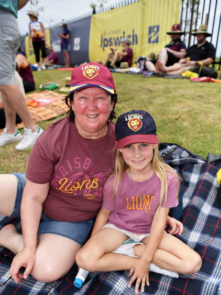 Naomi Gow and Harper Kelly at the NAB AFLW grand final. Picture: Patrick Woods