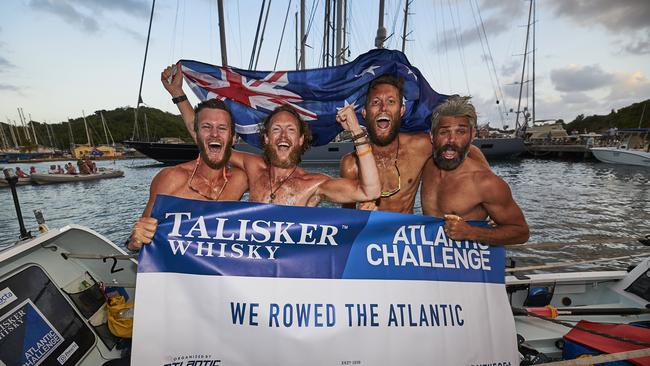 The Rowed Less Travelled team lost 60kg of body weight between them. Left to Right: Ryan Grace, Martin Fletcher, Cam Mostyn, Nick Sargent. Picture: Ben Duffy.