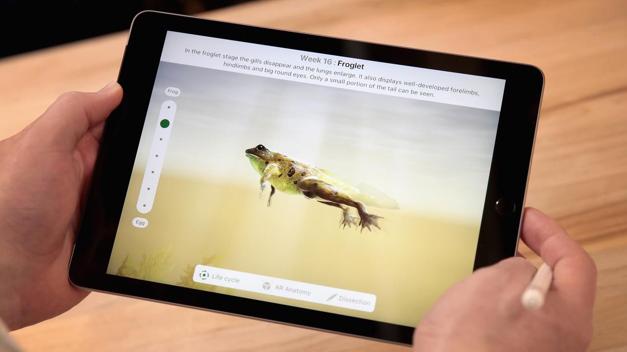 The new 9.7-inch Apple iPad is introduced during an event at Lane Tech College Prep High School on March 27, 2018 in Chicago, Illinois.