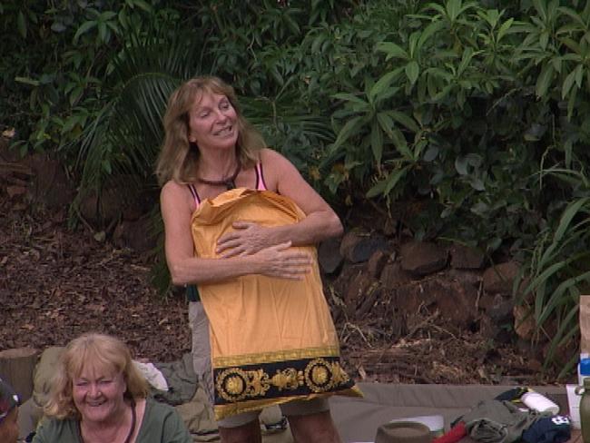 Bonnie Lythgoe gives up one of the luxuries at camp. Picture: Channel Ten