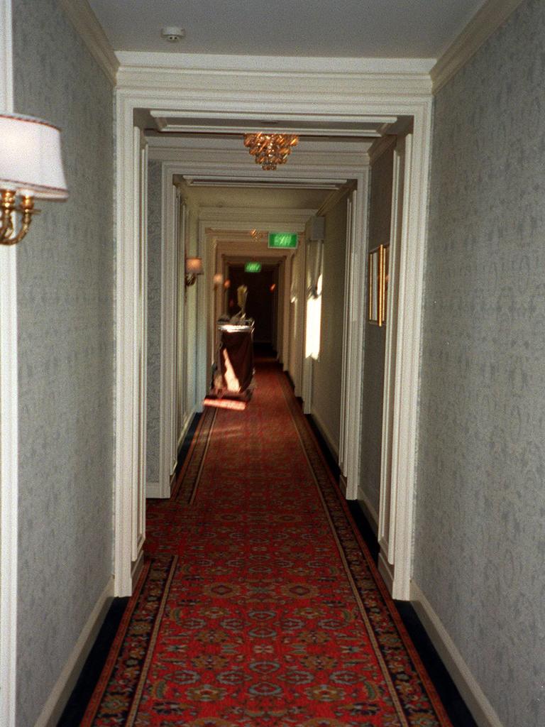 The hallway leading to the room occupied by Michael Hutchence at the time of his death.