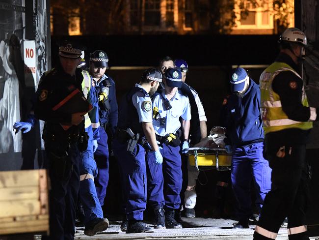 Police at the scene in Victoria Street early today. Picture: Gordon McComiskie