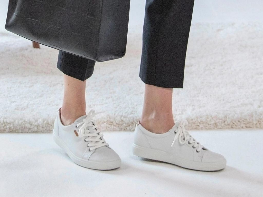 Comfortable stylish white store sneakers