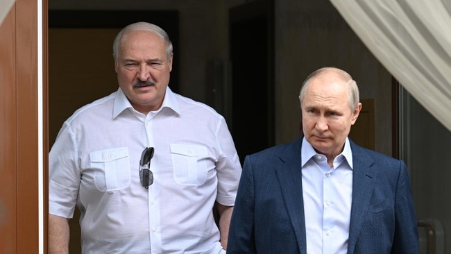 Vladimir Putin and Belarus President Alexander Lukashenko met in Sochi last week. Picture: EPA/The Times