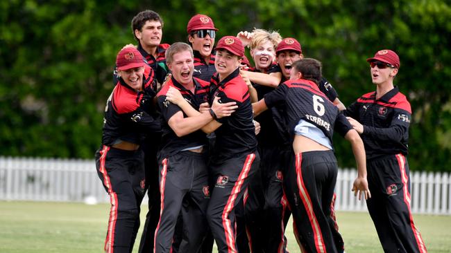 Terrace celebrate a winGPS First XI cricket between Terrace and Ipswich Grammar SchoolSaturday February 1, 2025. Picture, John Gass