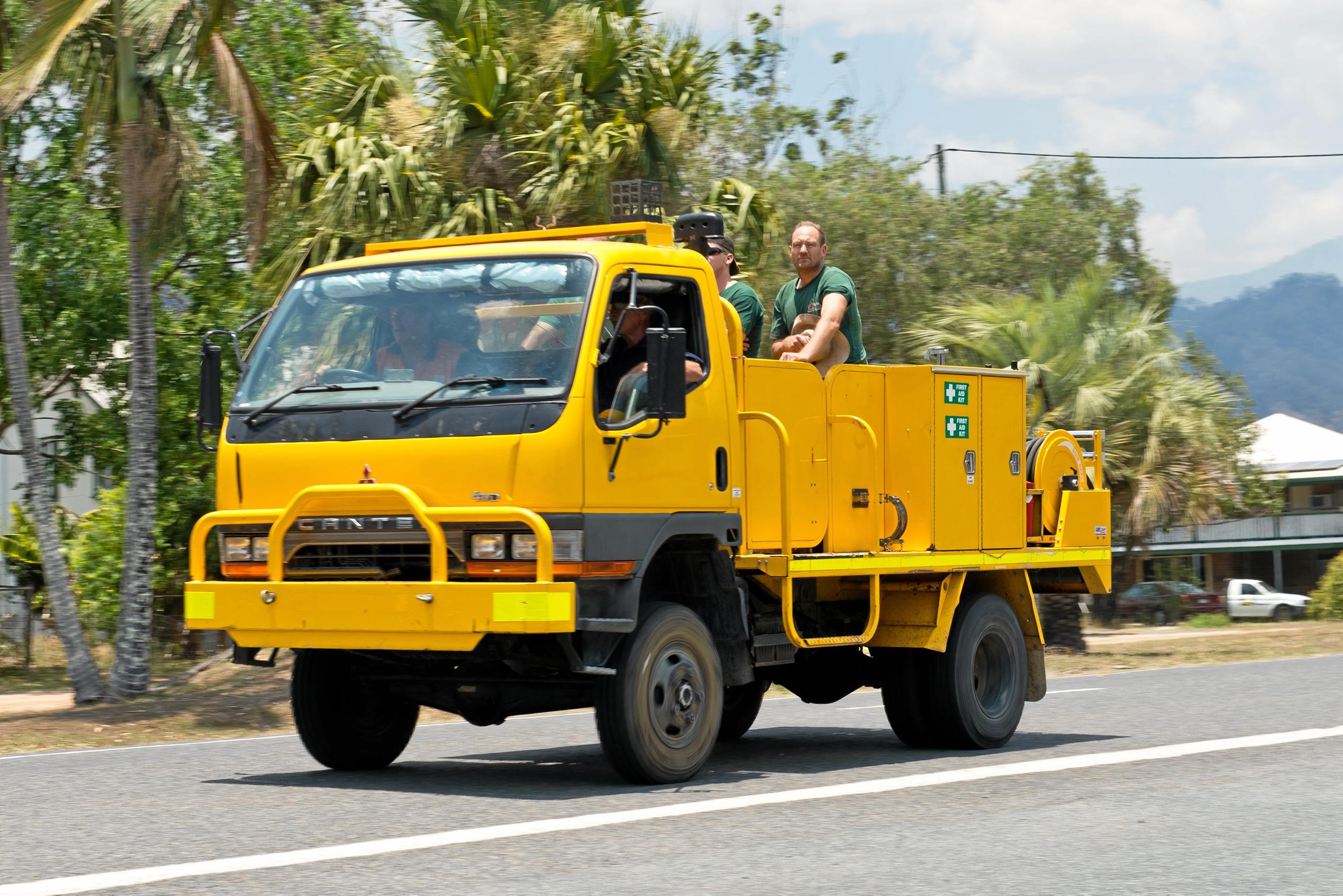 Finch Hatton fire station has been a hive of activity as emergency crews from around Queensland arrive to help fight multiple fires burning nearby. Picture: Emma Murray