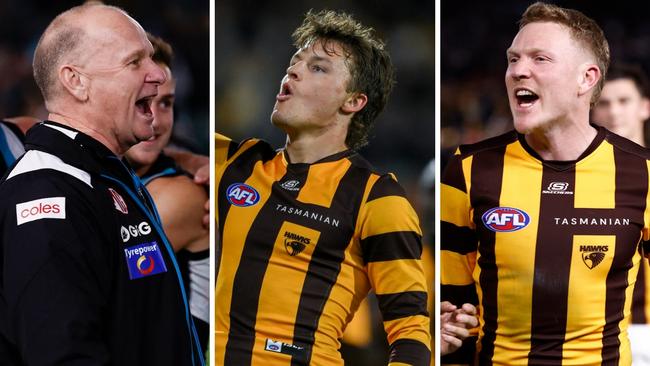 It got spicy between Ken Hinkley, Jack Ginnivan and James Sicily.