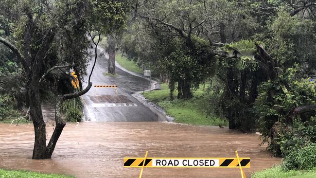 Road closed due to flooding on Boscombe Road in Brookfield. Picture: Tara Croser