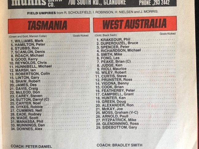 Team lists from the 1980 national carnival.