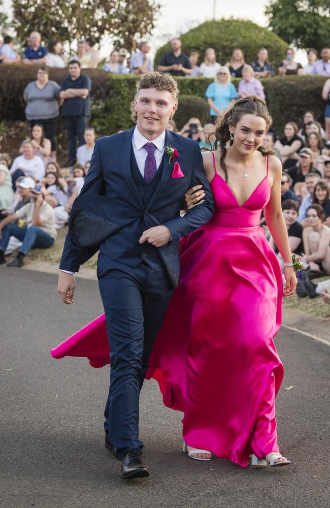 Kallan Lee and Jaina Fisher at Harristown State High School formal at Highfields Cultural Centre, Friday, November 17, 2023. Picture: Kevin Farmer