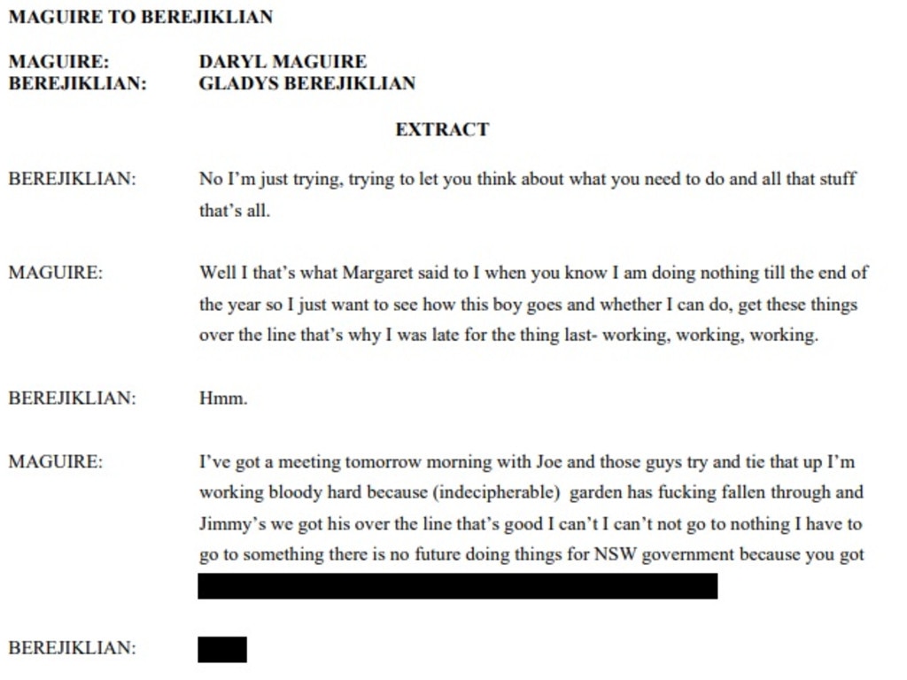 A transcript from the ICAC inquiry of the phone call on Valentine’s Day.