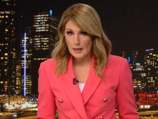 Channel 7 Brisbane newsreader Sharyn Ghidella reading her final news bulletin earlier this month.