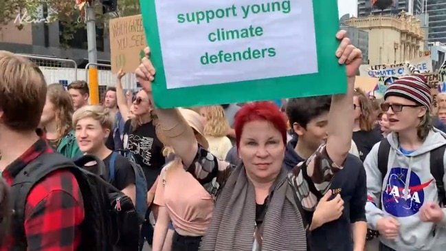 Student protesters march on Town Hall for School Strike 4 Climate Change.