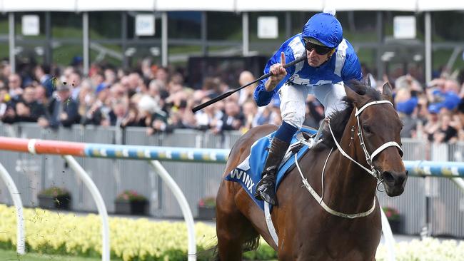 Winx cruises to Cox Plate number two. Picture: Nicole Garmston