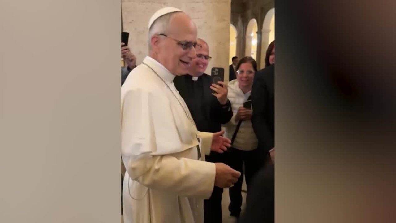Pope Leo XIV greets well-wishers, hours after being elected