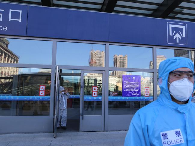 China's Jilin province has partially shut its borders and cut off transport links after the emergence of a local coronavirus cluster that has fuelled growing fears of a second wave of infections in China. Picture: AFP / China OUT