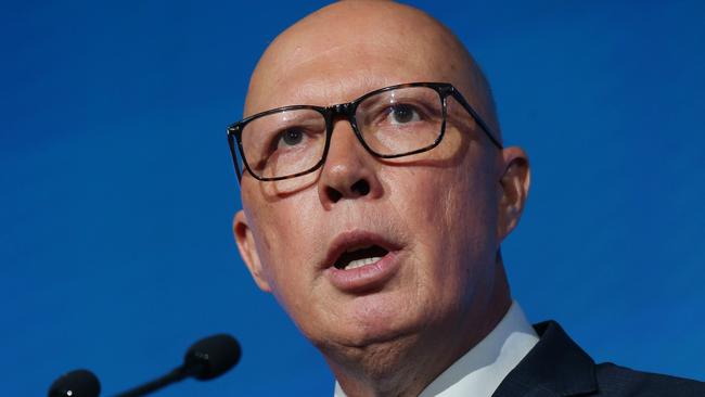 31/01/2025. The Leader of the Opposition Peter Dutton gives keynote address at the Menzies Research Centre event held at the Shangri-La Hotel  in Sydney. Britta Campion / The Australian