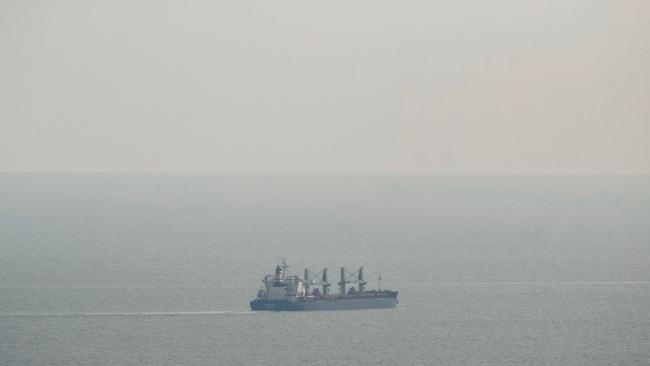 A cargo ship after leaving the southern Ukranian port of Odesa on Friday. Picture: AFP