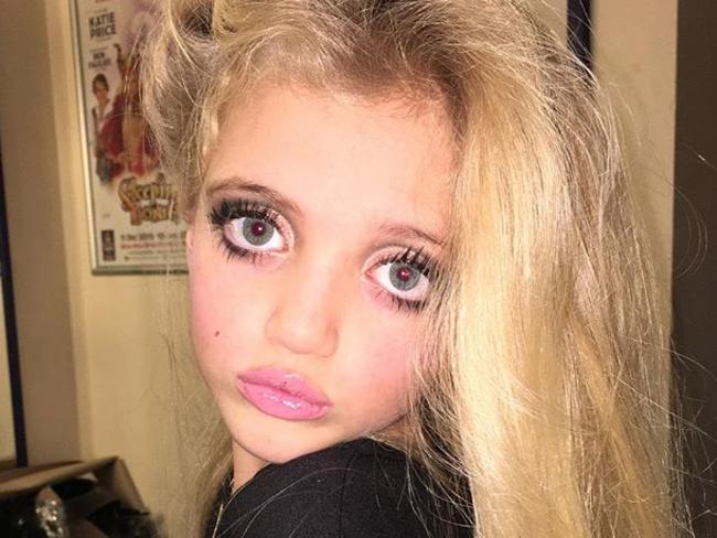 8-year-old Princess Price, daughter of Katie Price, done up in heavy make-up. Source: INSTAGRAM