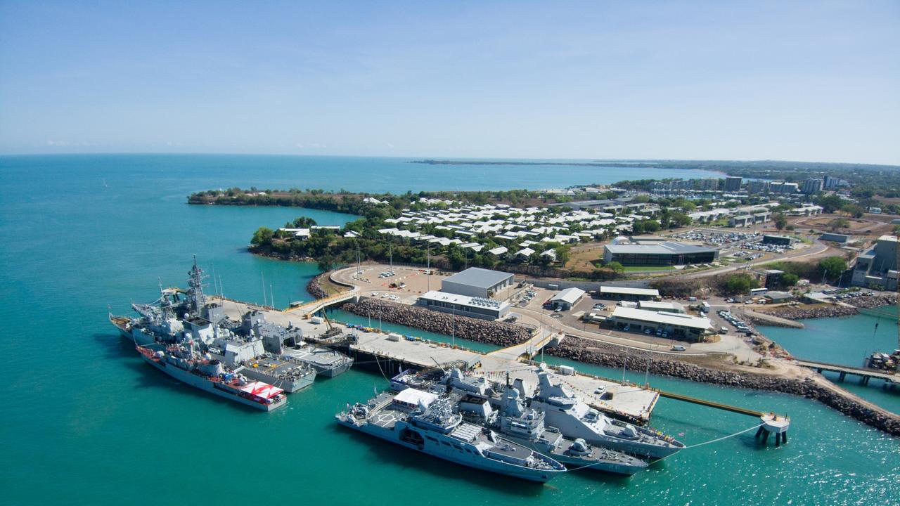 An aerial view of Kuru Wharf prior to the warships departing for Exercise Kakadu 2024. Picture: Department of Defence.