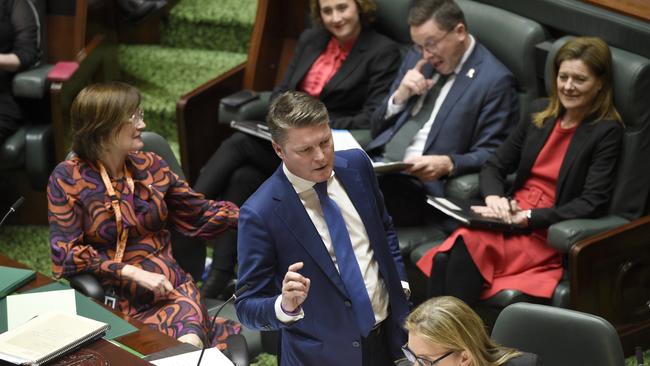 Victorian Deputy Premier Ben Carroll speaks during question time at Parliament House in Melbourne. Picture: NCA NewsWire / Andrew Henshaw