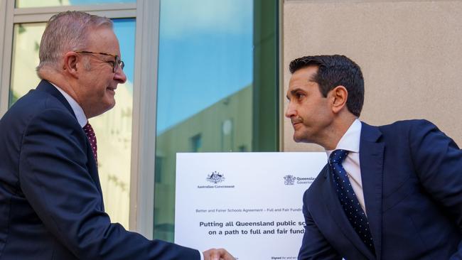 CANBERRA, AUSTRALIA. March 24, 2025. Prime Minister Anthony Albanese meets with Queensland Premier David Crisafulli