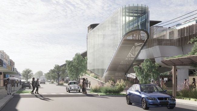 A render of the new look station and sky rail.