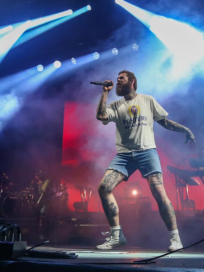 Post Malone performs at the RNA Showgrounds. Photo - Stephen Archer
