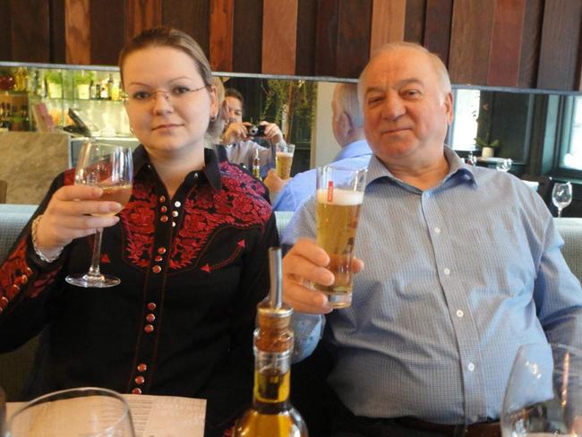 Ex-Russian spy Sergei Skripal and daughter Yulia pose in Zizzi restaurant. Picture: Supplied