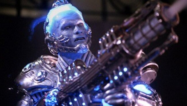 Actor Arnold Schwarzenegger as Mr Freeze in scene from film "Batman and Robin".