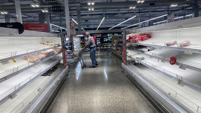 In Coles Mount Gambier aisles have been stripped bare in the meat section. Picture Ganesan