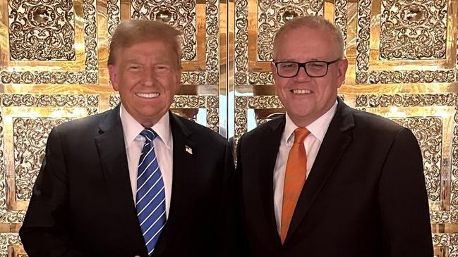 Former Australian Prime Minister Scott Morrison with former President Donald Trump. Picture: X