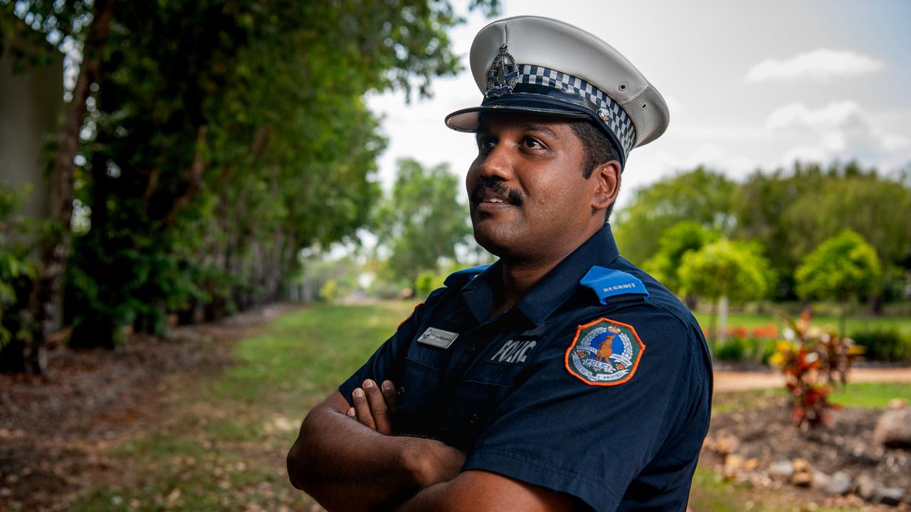 Auxiliary officer-turned-Recruit Constable Thilina Abeyratna will now hit the streets of Darwin. Picture: Pema Tamang Pakhrin