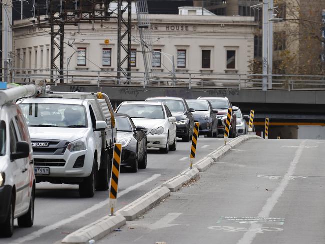 The kerb materials along Queens Bridge St are expected to be replaced. Picture: Alex Coppel